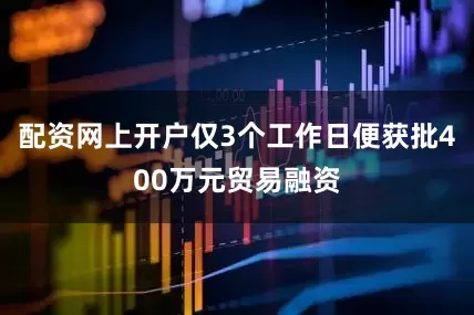 配资网上开户仅3个工作日便获批400万元贸易融资